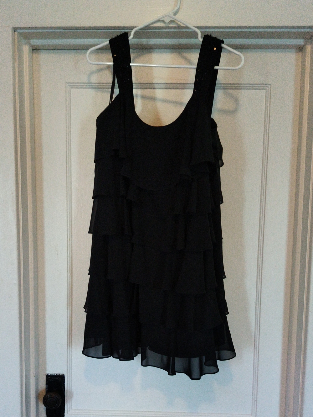 Jessica Howard Black Tiered Ruffle Mini Dress